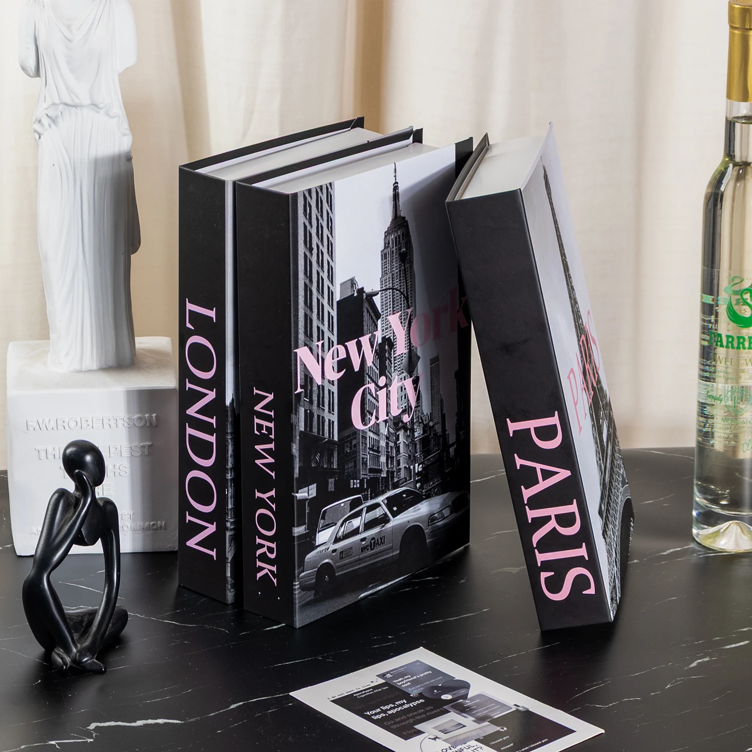 New Luxury Fake Books Home Decoration Remote Control Storage Box Coffee Table Fashion Home Decoration New York Paris London