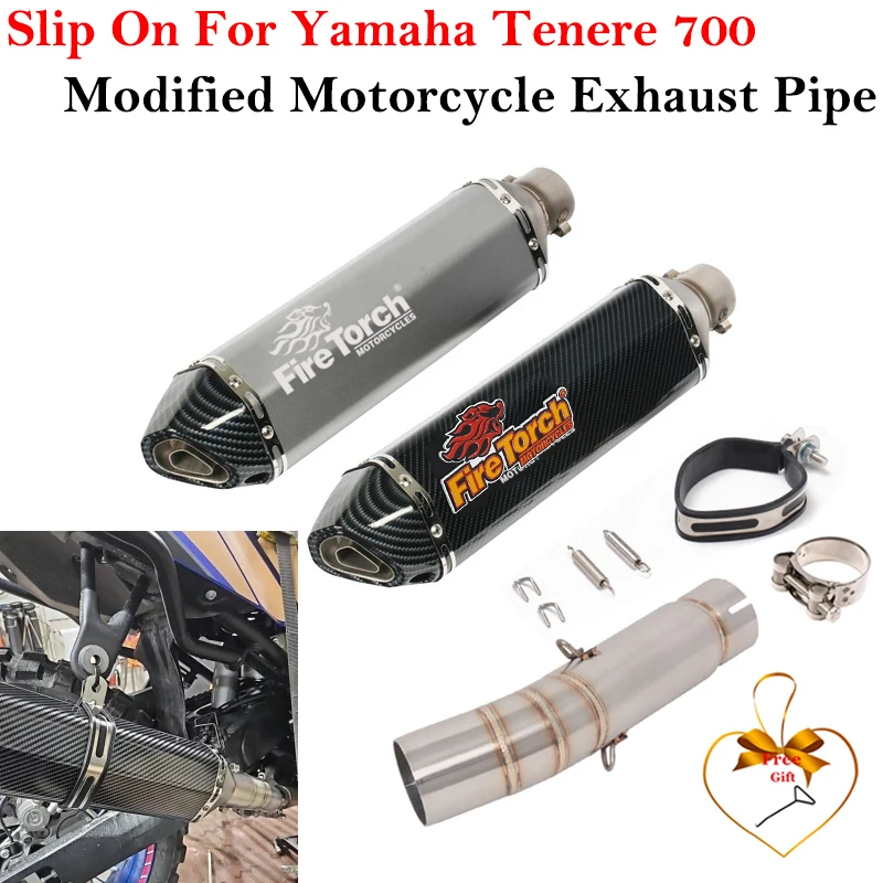 

Slip On For YAMAHA Tenere700 XTZ700 700 2019 - 2022 Motorcycle Exhaust Escape Systems Middle Link Pipe Muffler DB killer