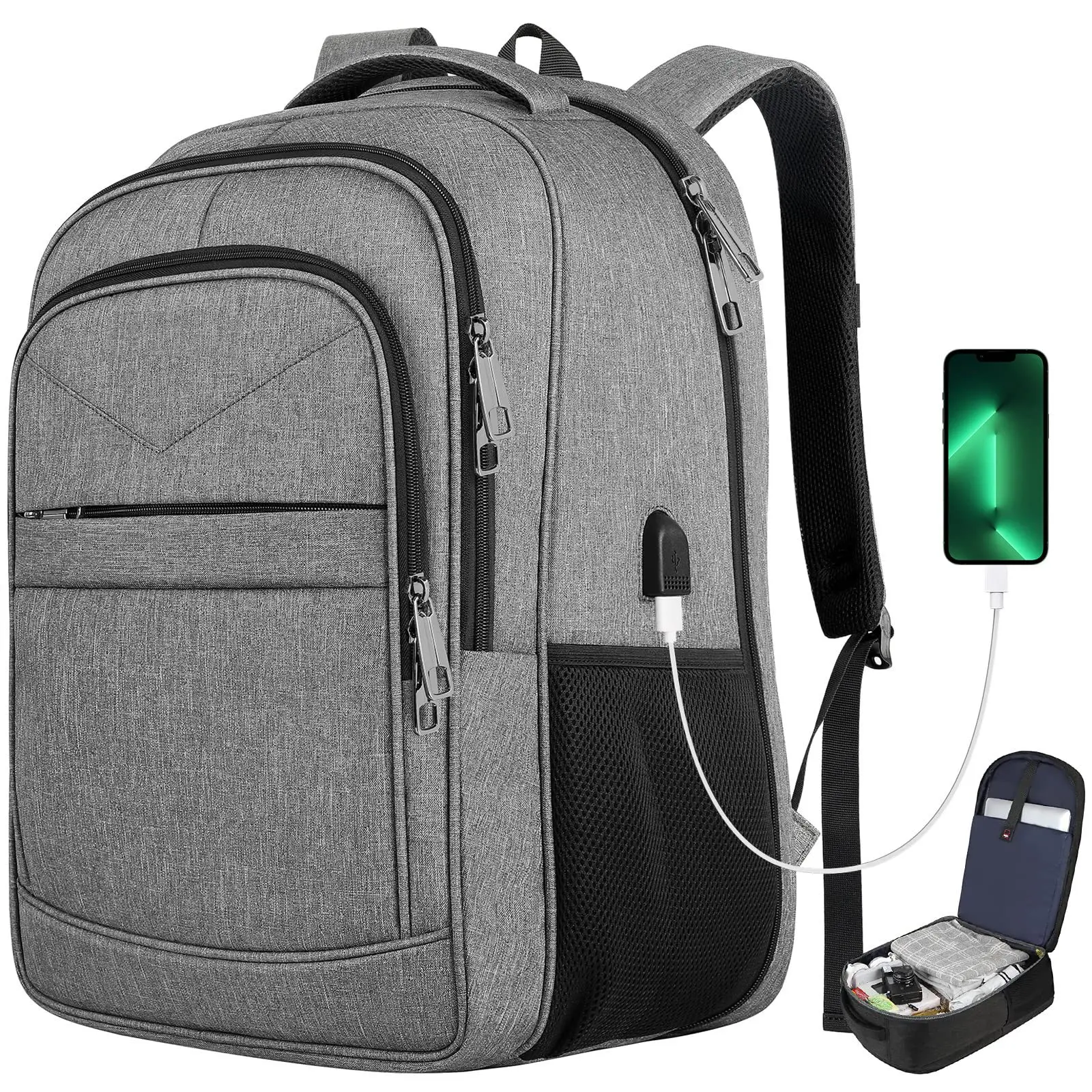 New Fashion Computer Backpack 17 inch Large Capacity Multi functional USB Backpack Business Laptop Travel Computer Backpack