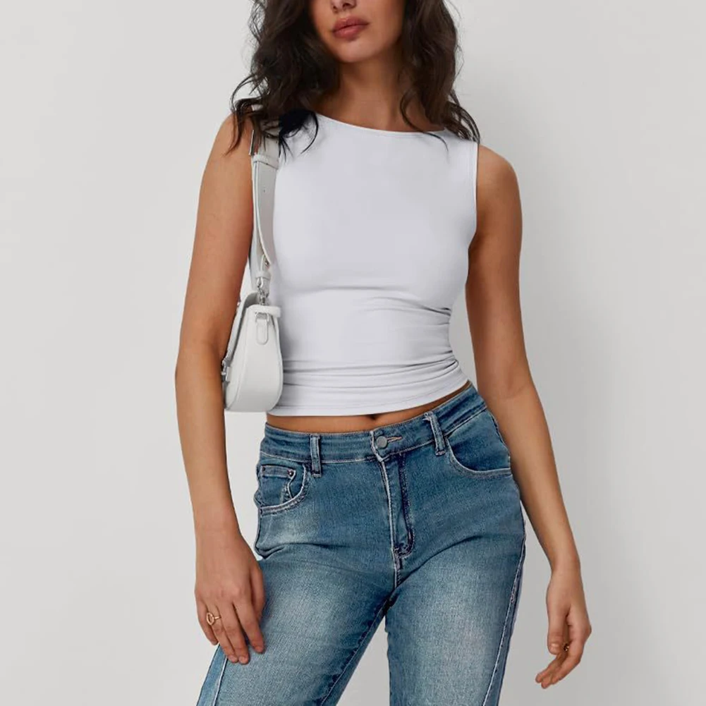 Sexy Basic Top Slim Fit Vest Casual Wear Daily Use High Stretch Fabric Comfortable Vacation Clothing For Women