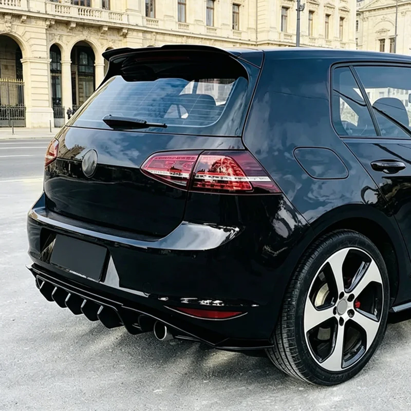 For VW Golf 7 MK7 Standard GTI GTD Hatchback 2013 2014 2015 2016 2017 Car Rear Bumper LED Diffuser Lip Splitter Lower Valance view 5