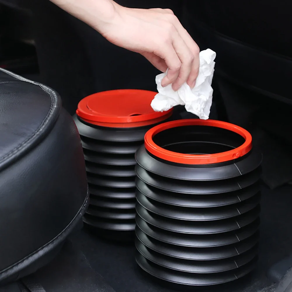 1/2 car trash can Car wash Retractable storage bucket Folding garbage organizer Trash can universal black