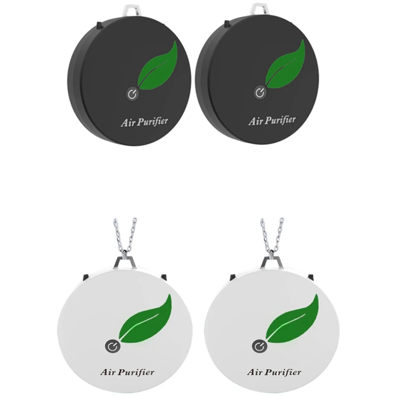 

2Set Air Purifier Household Negative Ion Air Purifier, Portable Necklace, For Adults And Children,Black & White