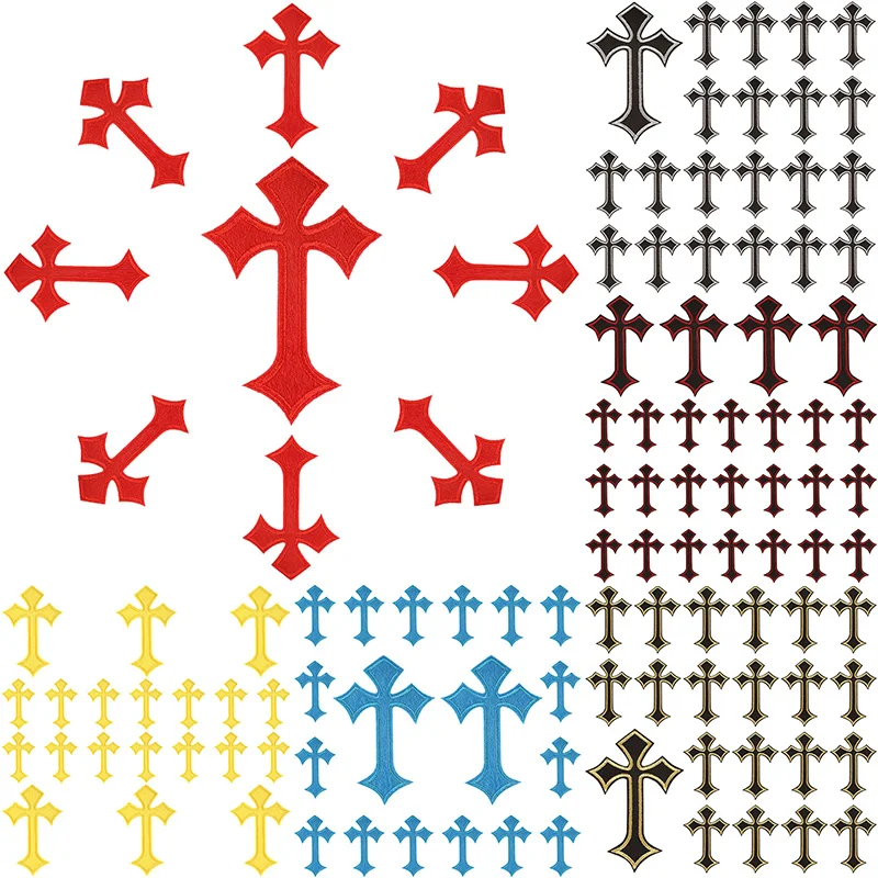 Cross Iron On Patches 10pcs Small For Clothing Lot Rock Thermocollant Strijk Bulk Wholesale Embroidered Jacket Sew Mochila Jeans