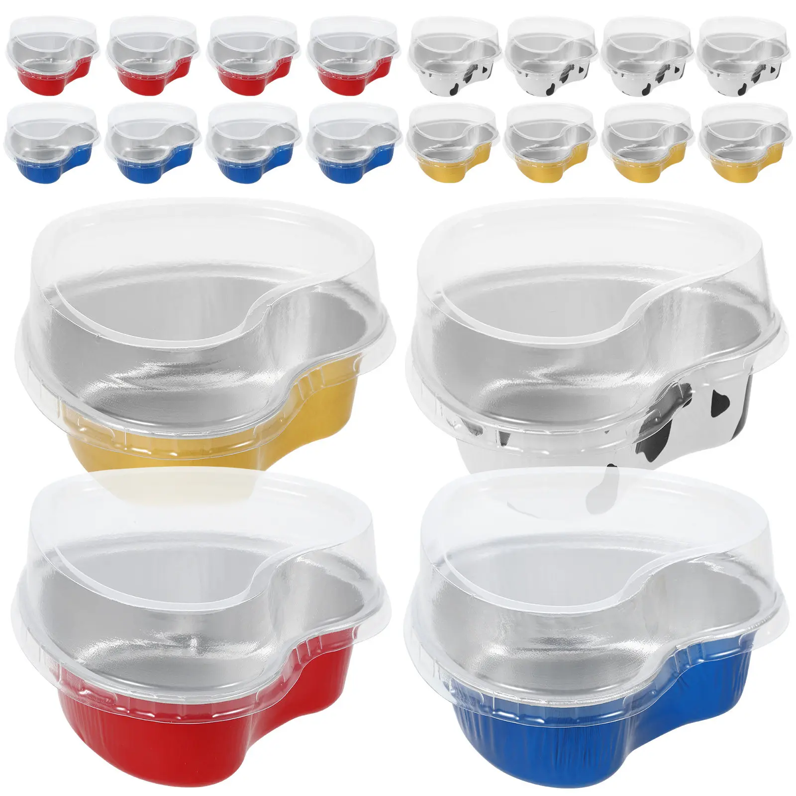 

20 set Aluminum Foil Baking Cups Cake Pudding Molds Smooth Scratch Resistant For Home Kitchen Bakery Mini Cake Pans Ramekins