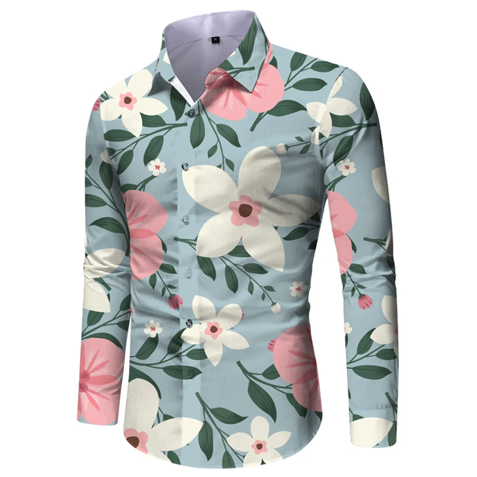

Spring Fashion Blouse Floral Print Green Shirt Men'S Social Dress Shirts Solid Color Long Sleeve Shirts For Men Designer Clothes