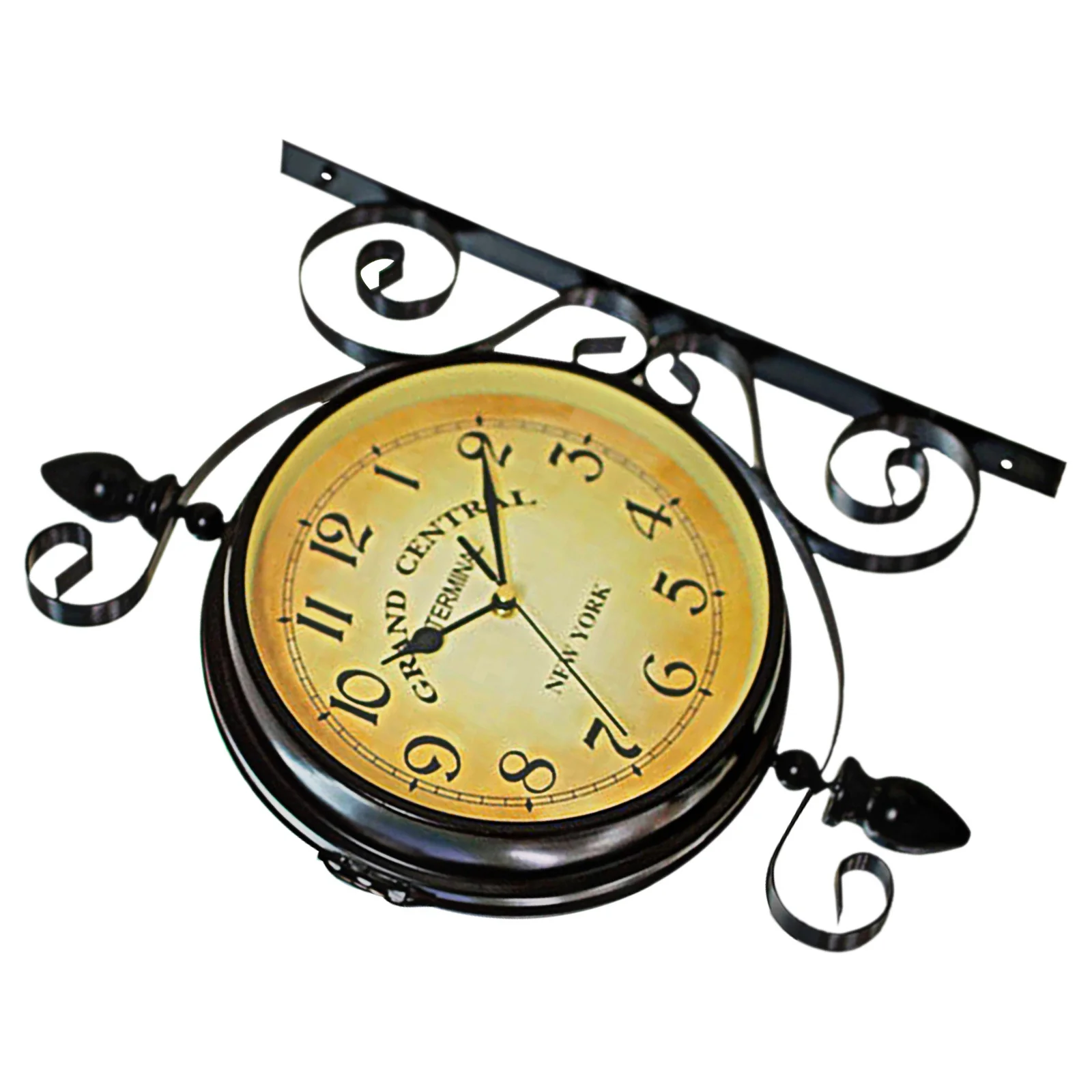 

Double Sided Wall Clock Iron Metal Frame 360 Degree Rotation Silent Non Ticking Retro Vintage Decor for Living Room Kitchen