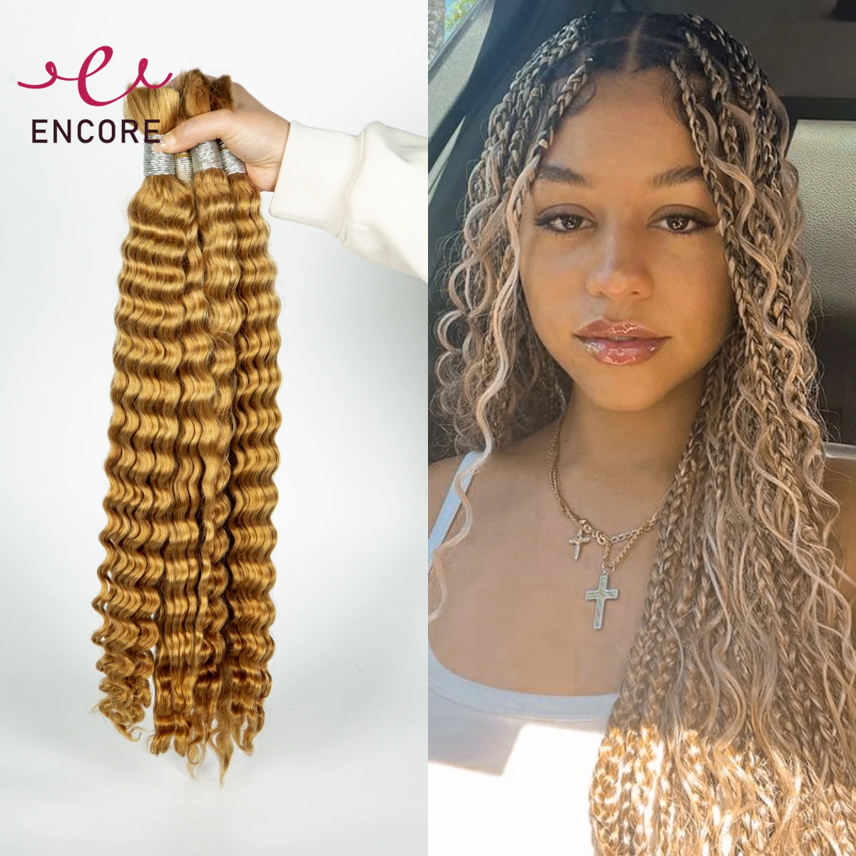 

26 28Inch 1 2 4 Bundles 100% Brazilian Human Hair Bundles for Braiding Ombre Deep Wave Curly No Weft Hair Bulk for Boho Braideds