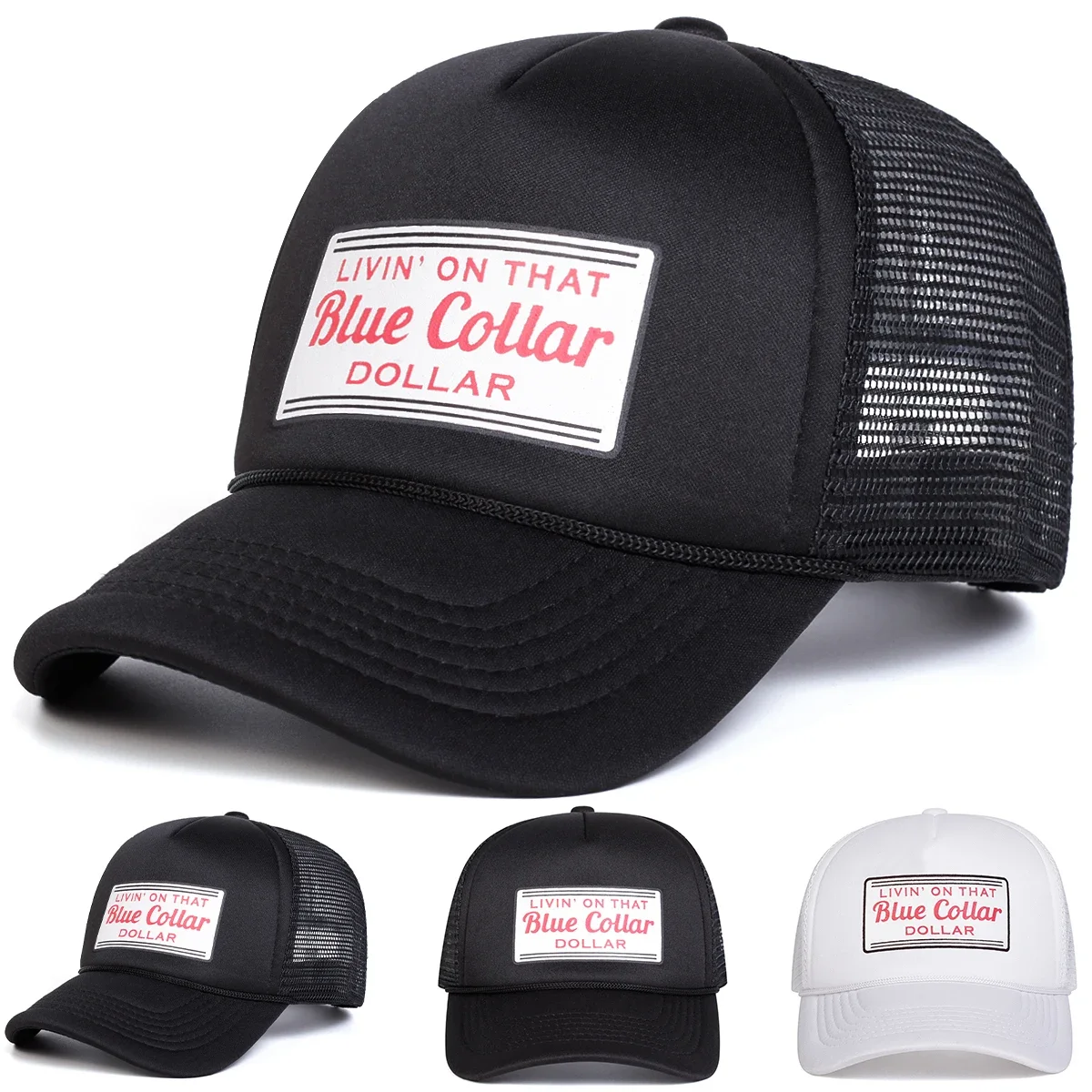 Unisex BLUE COLLAR Printed Baseball Net Caps Spring and Summer Outdoor Adjustable Casual Hats Sunscreen Hat Sports Cap