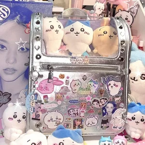 Transparente Tüte mit großer Kapazität, Rucksack Y2K Laser Ita, japanische Umhängetasche Harajuku, Punk Goth Commter -Taschen 10 Hauptverkauf Punkrock -Rucksack - №7