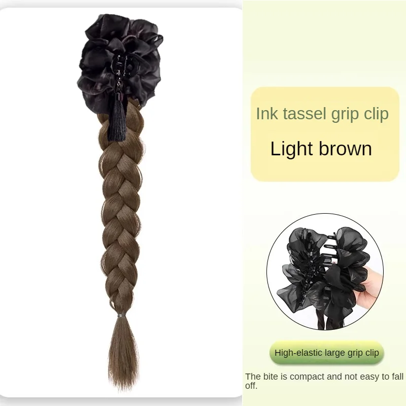 Paardenstaart Vrouwen Nieuwe Stijl Hair Extensions Grijp-Clip Gevlochten Lange Vlecht Pruiken Inkt Kwast Lang Haar Kant Paardenstaart Pruik Vlecht Dagelijks.