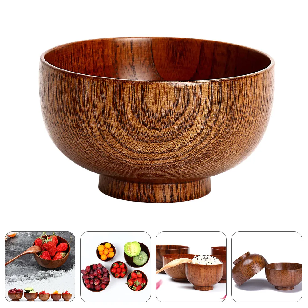 1Pcs Wooden Fruit Bowl Creative Thick Wood Natural Log Salad Bowl for Fruits Snacks Food Basin Tableware Food Basin