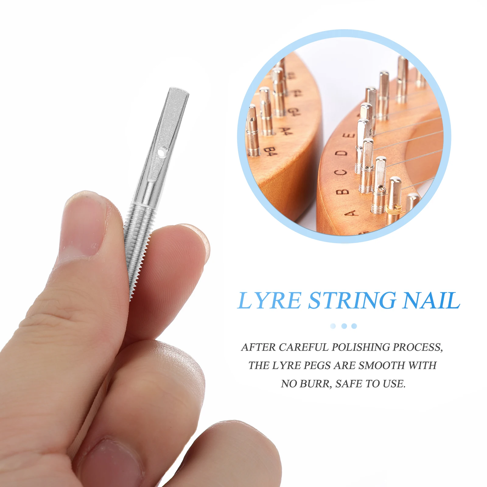 

10 Pcs Lyre Fastening Nails Pegs Accessories for Harp Part Replace Metal Replacement Tuning