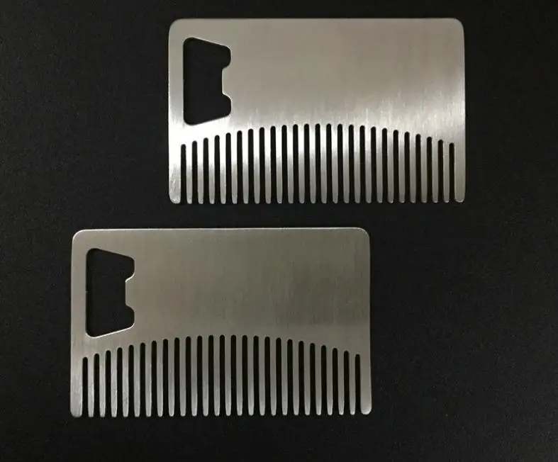 50pcs Fast Shipping Comb Card Style Men's Mustache Comb Beer Openers Anti Static Stainless Steel Comb Bottle Opener Wholesale