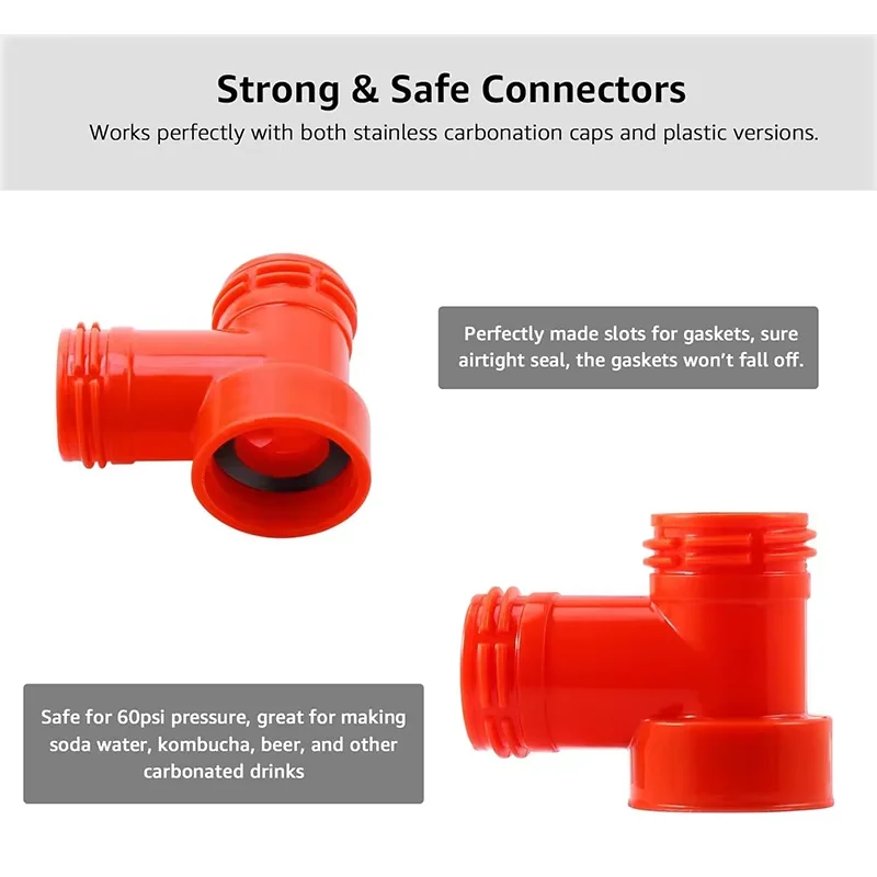 Plastic 3-Way Carbonation Connector, Homebrew Carbonation Cap Tee Adapter,PET Bottles Filling For Making Soda Water Soft Drinks