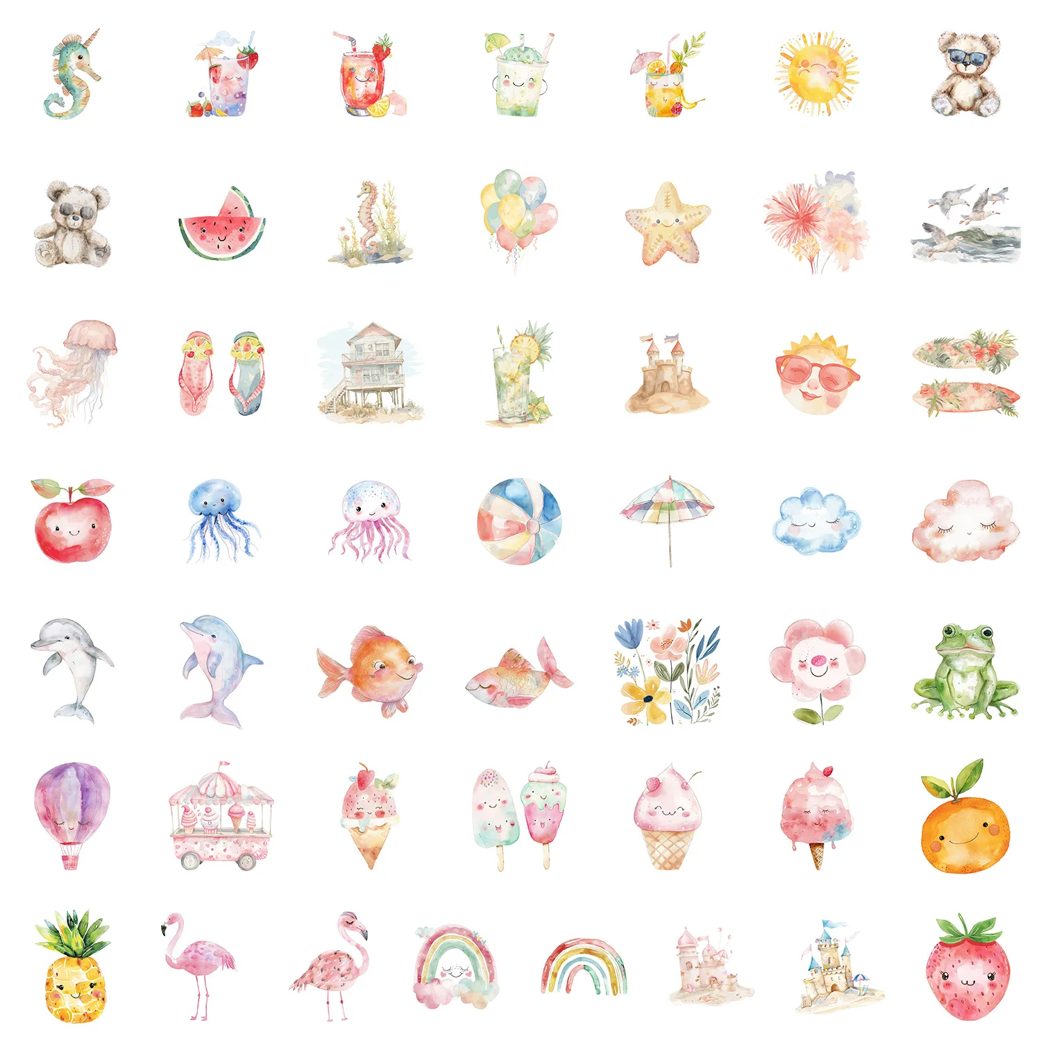 50 sztuk mała wersja akwareli letnie Graffiti kubek na wodę komputer wodoodporna dekoracja kreatywne letnie naklejki