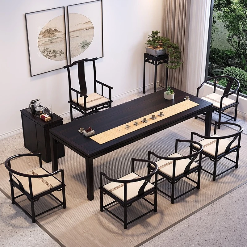 

New Chinese tea table and chair combination walnut home office solid wood kung fu tea table
