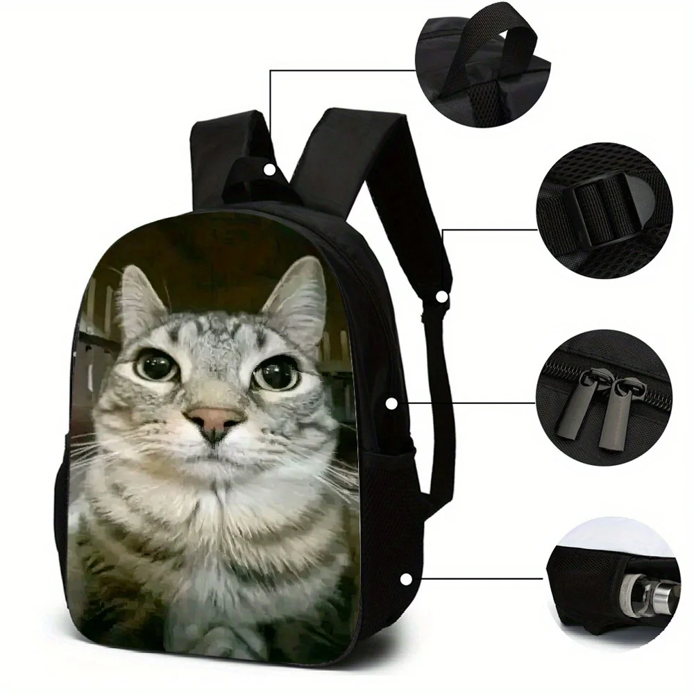 

Набор рюкзаков с кошачьими эмодзи (3 предмета): включает пенал, сумку-мессенджер и школьный рюкзак. С просторным дизайном