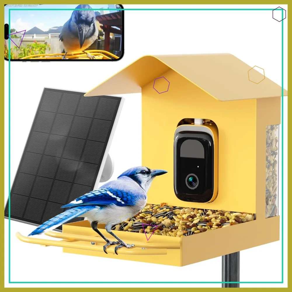 Smart Bird Feeder with Camera Solar Powered, 5G/2.4G WiFi, 2.5K Video, Auto Bird ID, Perfect Gift