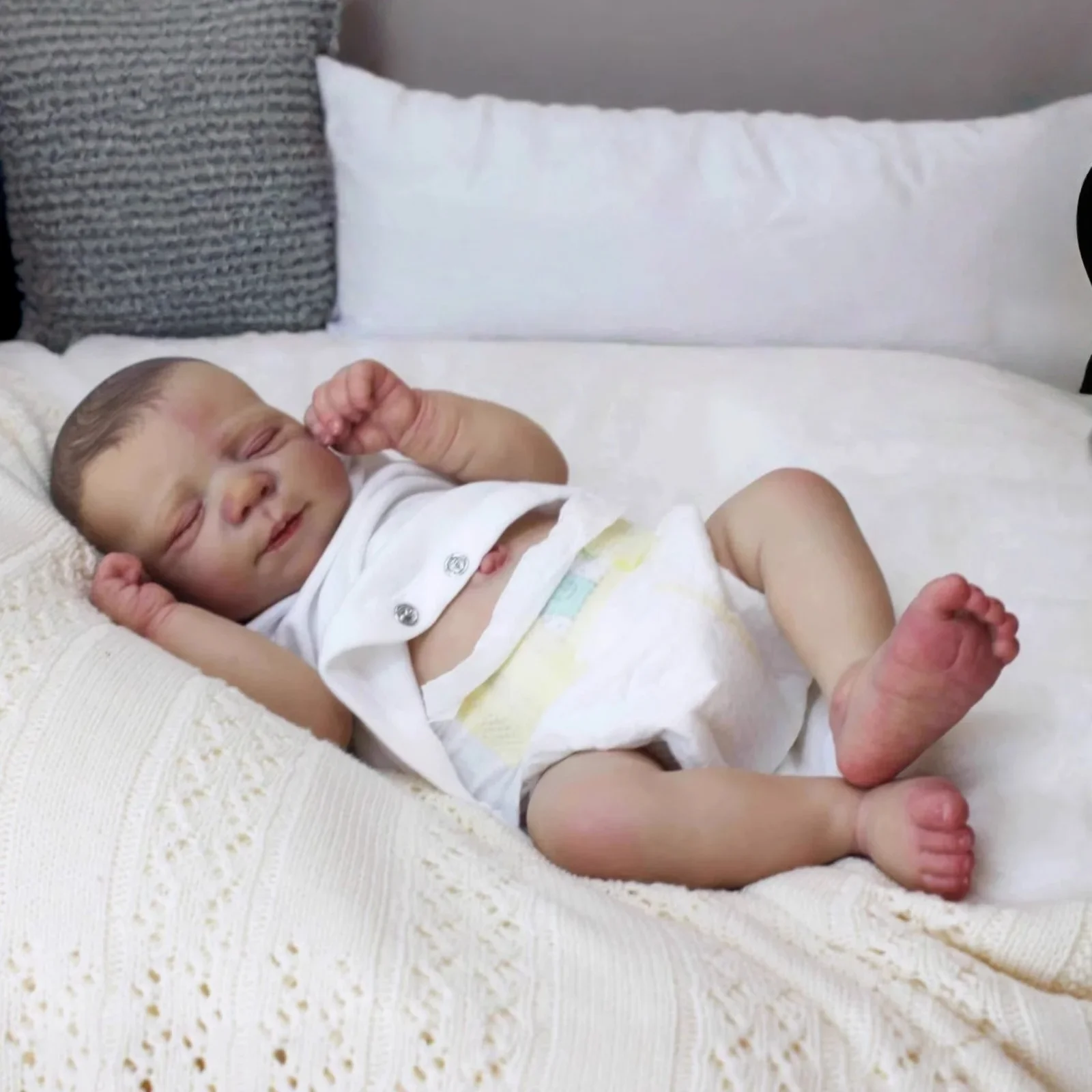 

Risbecko 19-дюймовая уже окрашенная готовая кукла реборн-ручная работа Reborn Preemie Baby, игрушка для новорожденных, подарок, куклы для девочек