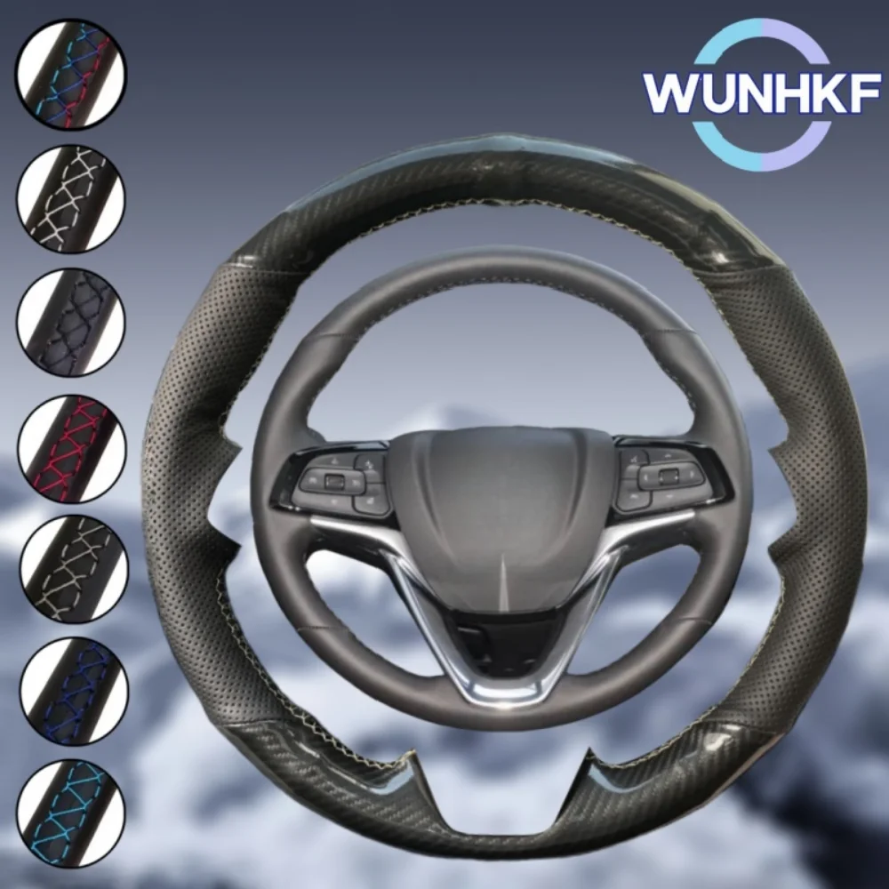 

DIY Custom Anti-slip Carbon Fiber Genuine Leather Car Steering Wheel Cover For Buick Enclave 2020 2021 2022 Car Interior