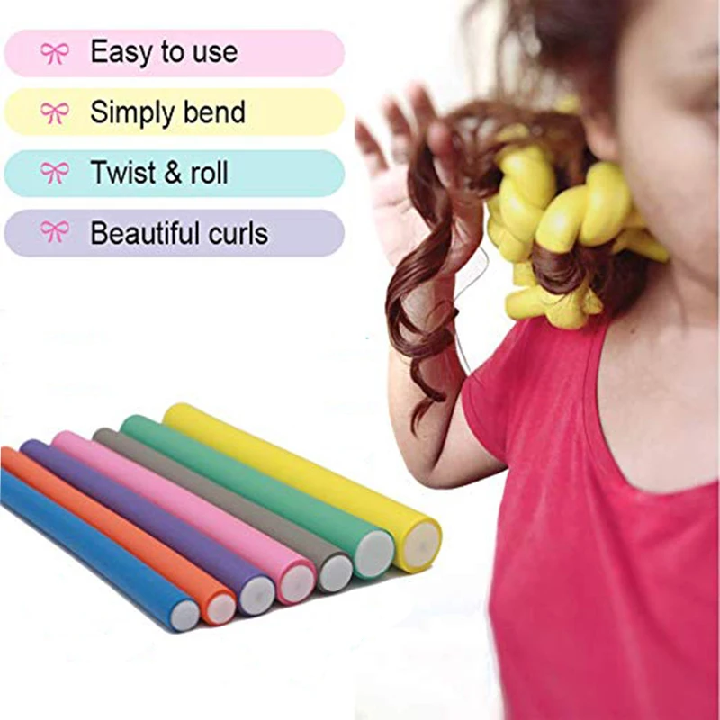 42PCS Soft Twist Foam Hair Rollers 7 Sizes Foam Reusable Non Heating Safe Magic DIY Styling Stick Tool For Hairstyle WOLESALE