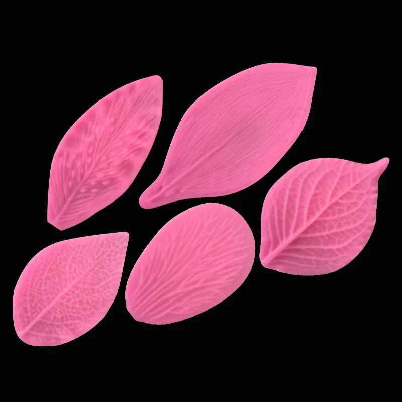 

5pcs/set Leaf Shape Silicone Mold Fondant Leaves Petals Fondant Cake Silicone Mold Chocolate Cake Mold 3D Flower Cooking Mold