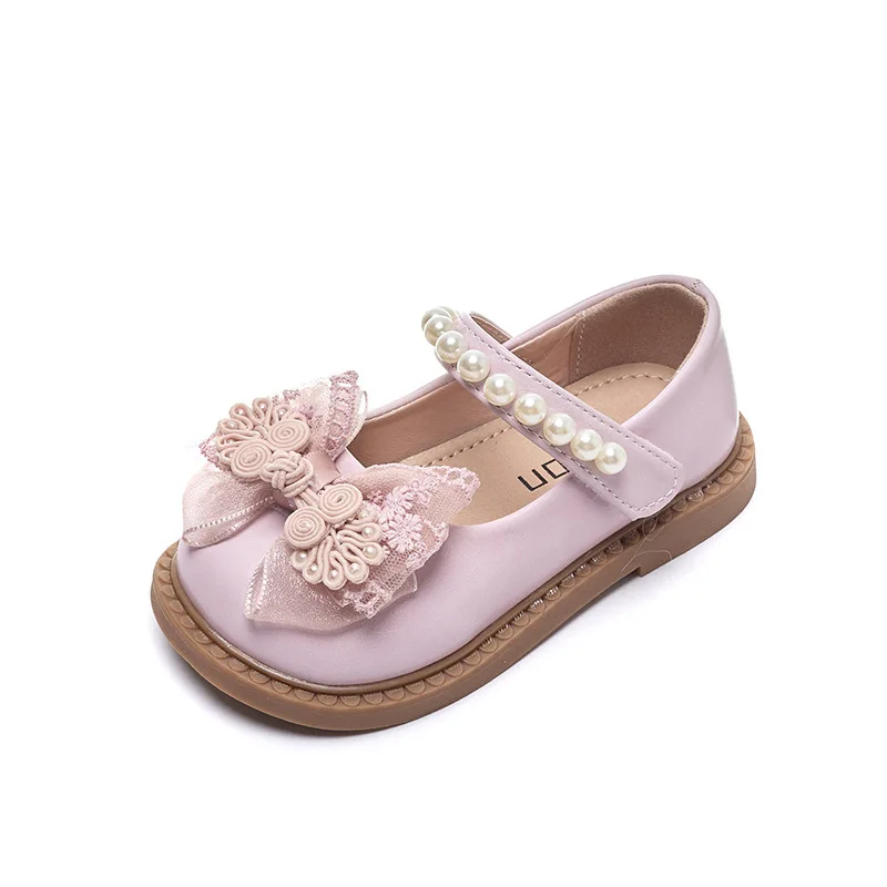 Zapatos de cuero con lazo para niños y niñas, zapatos de vestir Retro, marca de moda, primavera, 2024