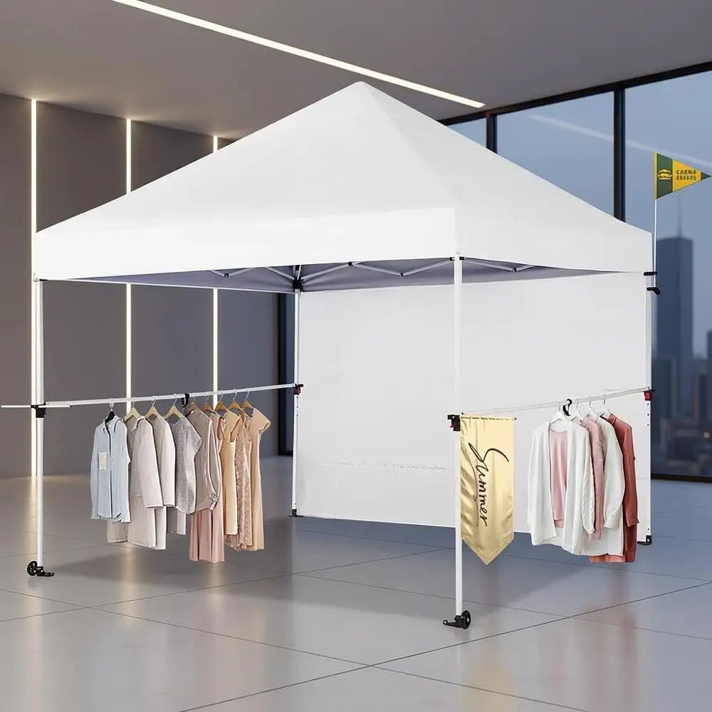 

Палатка уличная 10x10 с коммерческим комплектом, системой Centerlock, тканью 400D с серебряным покрытием, 1 боковой панелью, колесами 4 дюйма, сумкой для хранения