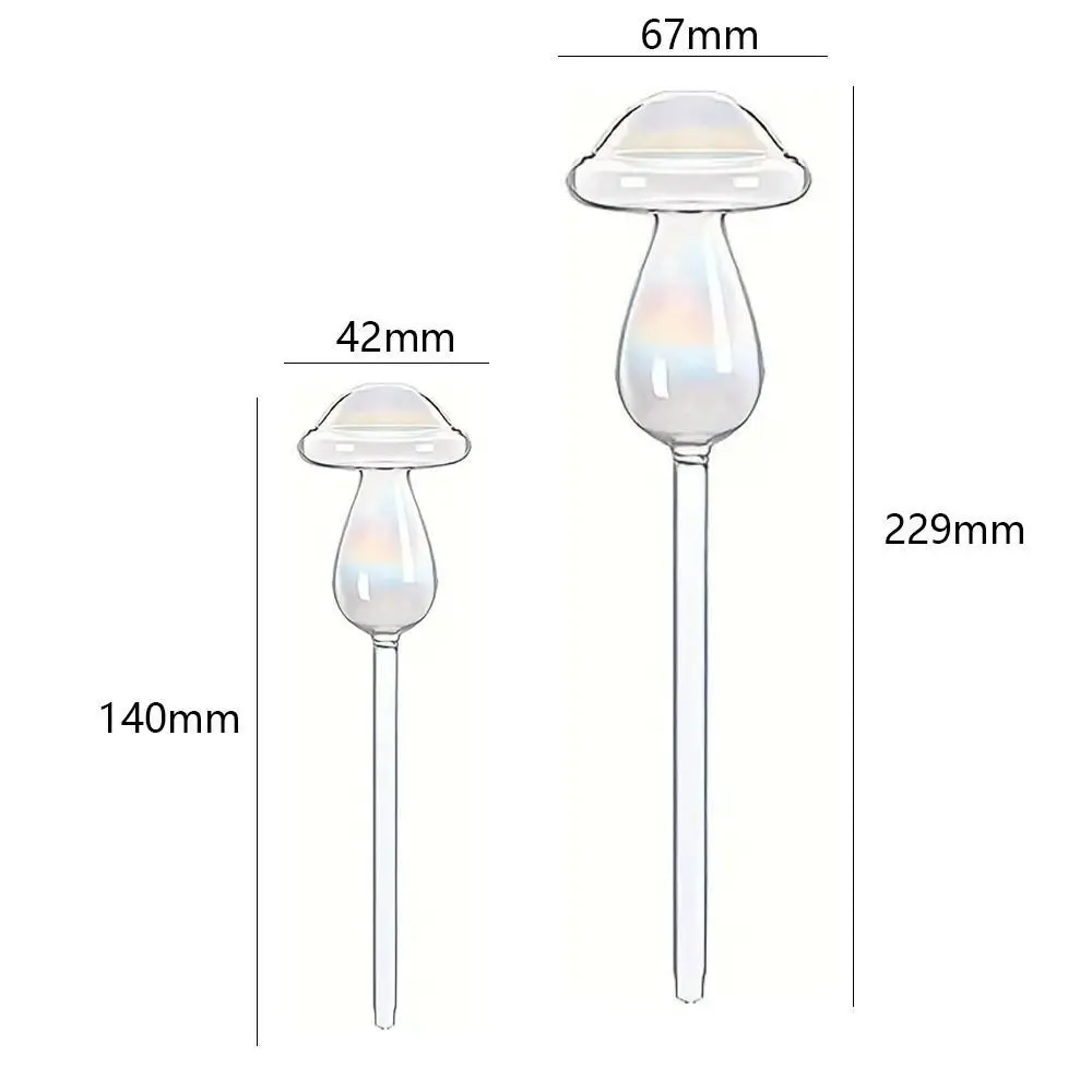 Glass Plant Watering Glass Globes Mushroom Shape Self Watering Drip Irrigation System Rainbow