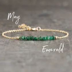 Raw Emerald Bracelet, Raw Gemstone Bracelet, May Birthstone Bracelet, Healing Crystals Bracelet, Raw Birthstone Jewelry Gifts
