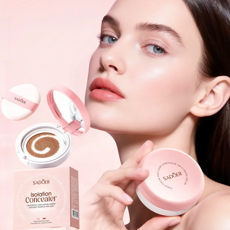 12g Three-Color Soft Light Concealer Cushion Cream, Containing Skin-Beneficial Ingredients Such as Niacinamide and Sodium Hyaluronate, Moisturizes and Adheres to the Skin, Provides Long-Lasting Makeup, Evenly Brightens the Complexion, and Keeps the Makeup Looking Fresh Even in Autumn and Winter Without Caking.