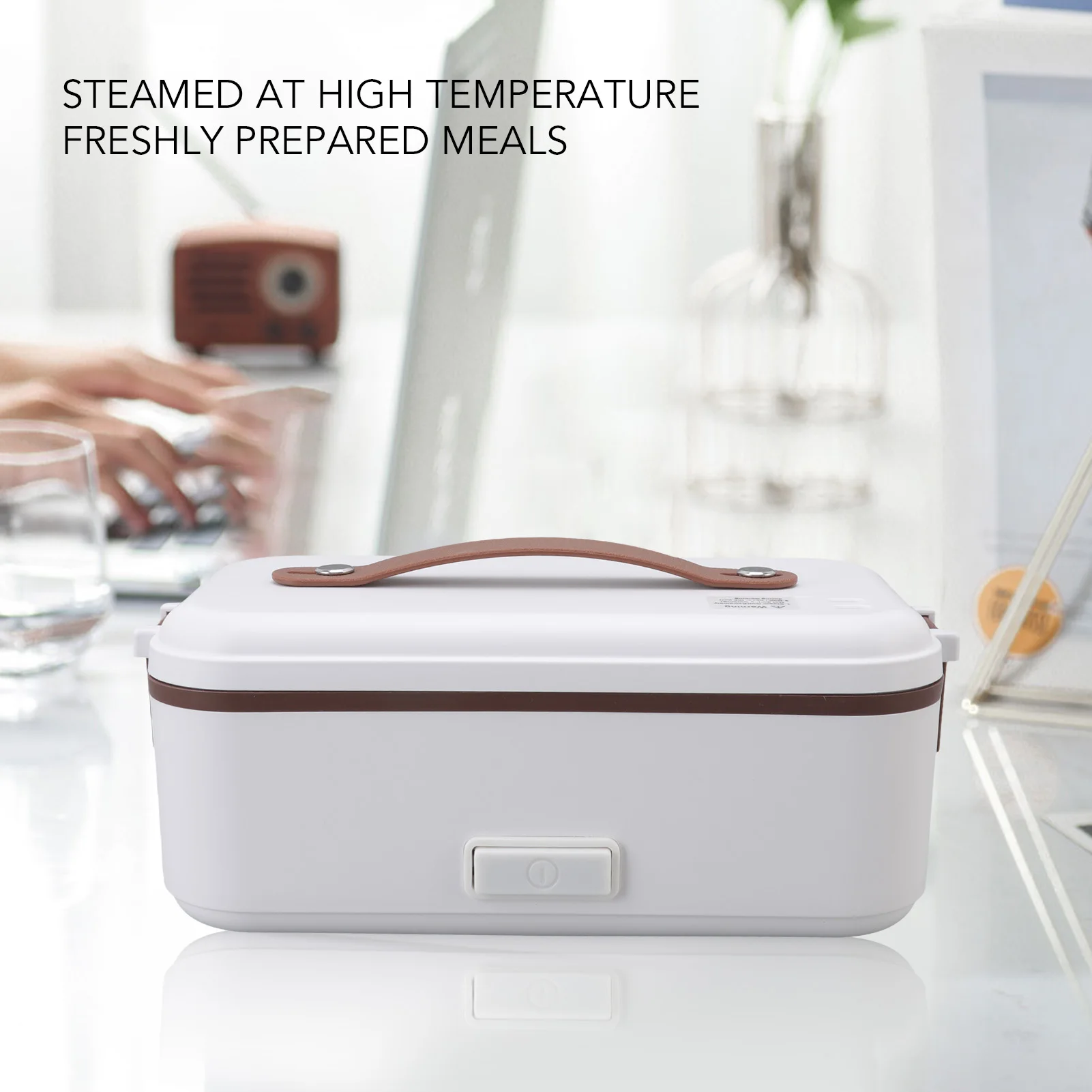 กล่องข้าวกลางวันไฟฟ้าแบบพกพา300วัตต์ความจุสูงกันน้ำแบบพกพาทำความร้อนเร็ว1ชั้นกล่องข้าวกลางวันไฟฟ้า0.4L สำหรับสำนักงาน