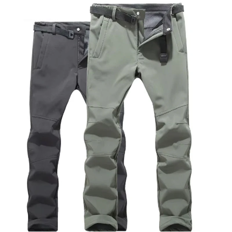 Men\'s Winter Autumn Fall Climbing SkiingTrekking Fleece Fishing Tactical Sharkskin Cargo Pants Jackets Camping Hiking Trousers