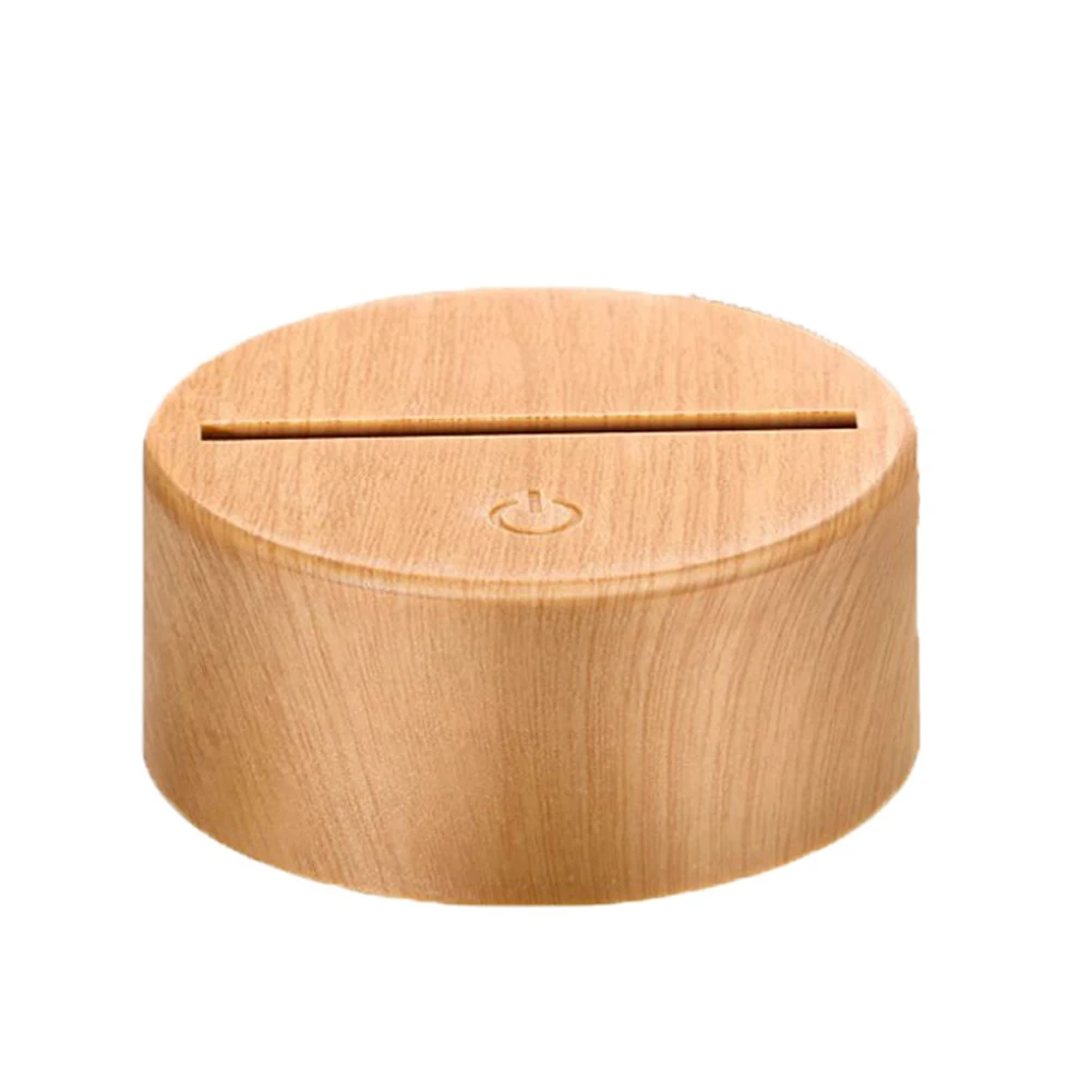 3d Illusie Lamp Led Nachtlampje Hout Basis Met Afstandsbediening Usb Patroon Touch Sensor Acryl Basis Voor Tafellampen