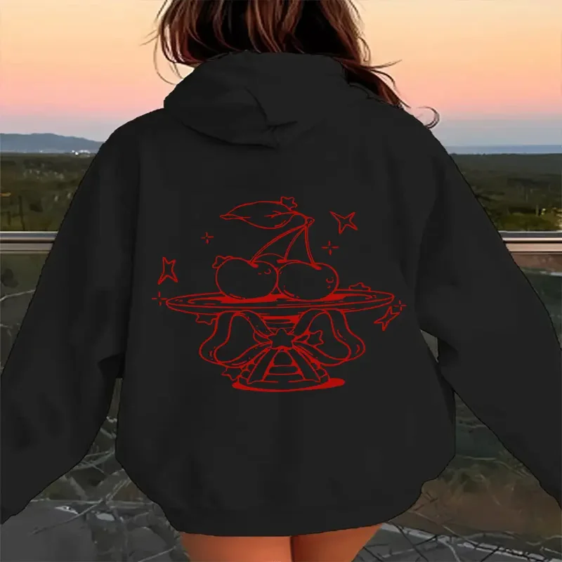 

Женский пуловер с капюшоном и принтом, повседневная одежда, толстовка, повседневный дизайн сзади, новый осенне-зимний сезон, уличная одежда, повседневная одежда