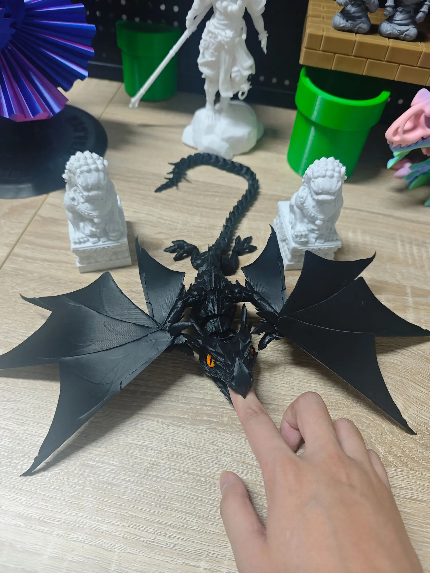 Bite Your Finger 3D Printing Flying Dragon Joint Movable Model Chinese Loong Creative Collection Home Decoration Gothic Gift