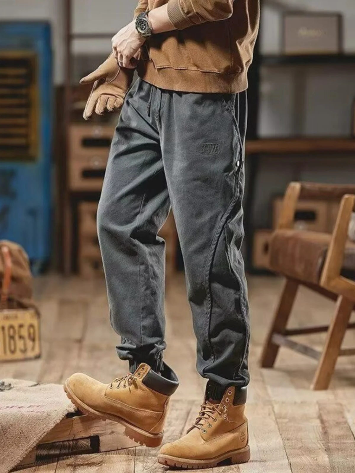 

Американские тяжелые брюки в стиле ретро, мужские брюки, осень 2024, новые свободные повседневные брюки, модные брендовые мужские брюки с манжетами