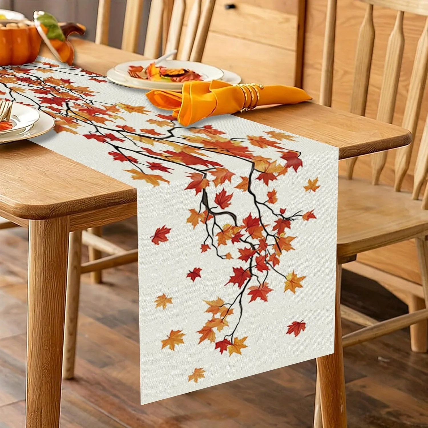 Maple Leaf Gratitude Autumn Halloween Thanksgiving Decoration Printed Tablecloth Warm Christmas Decoration Dining Table
