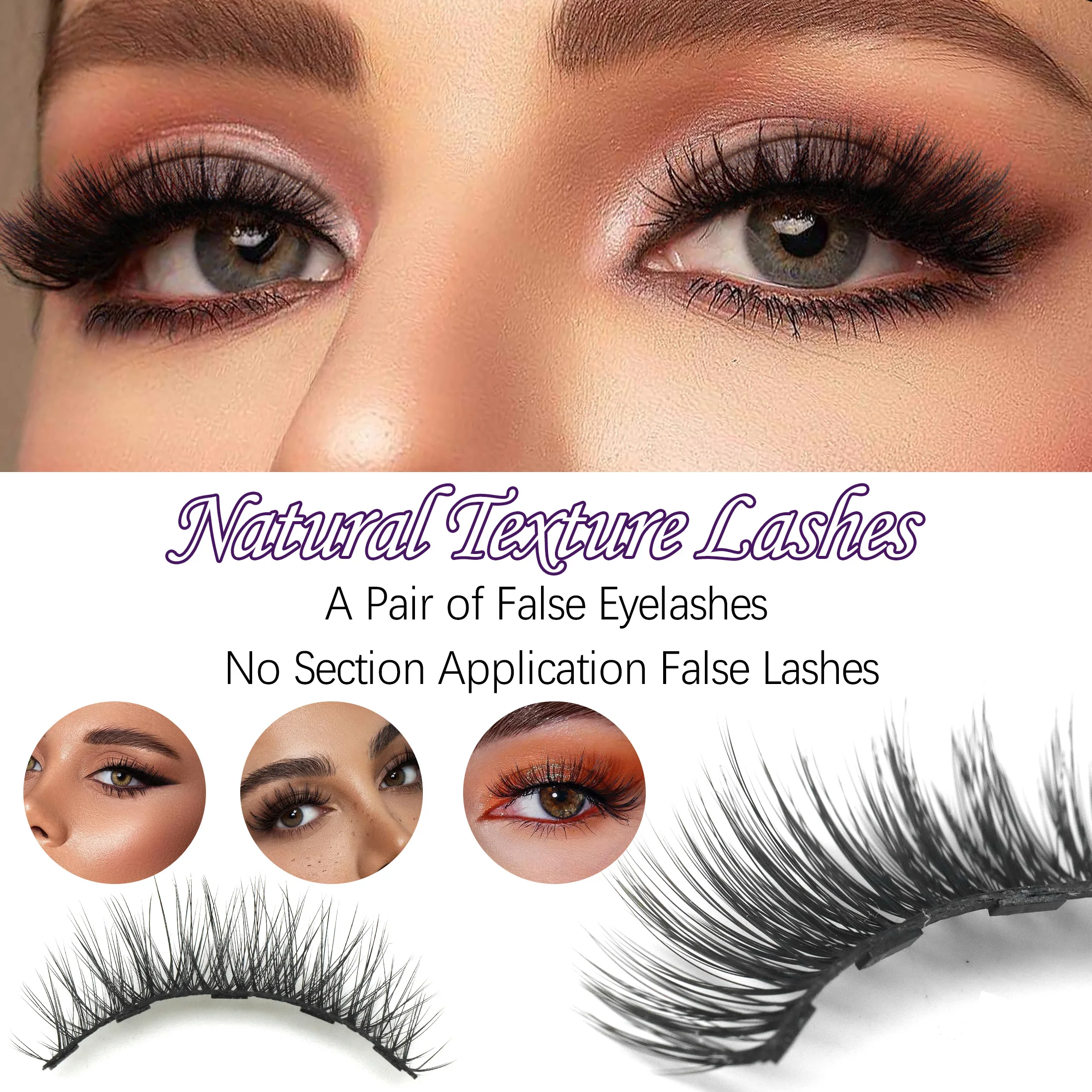 5 صفوف من 10 أزواج من الرموش الصناعية المغناطيسية 10-15 ملم رموش سوداء سميكة ومجعدة بشكل طبيعي مع كحل مغناطيسي #3