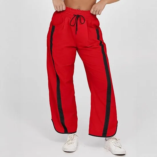 Pantalon de sport ample pour femmes, décontracté, jambe droite, taille mi-basse, tissu PVC, Fiber de Polyester, 95% d'autres matériaux, 5%, nouvelle collection