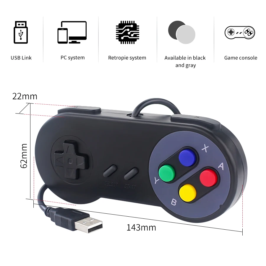Mando de Juego USB, Joystick Retro para PC, NESPi, RetroPie, Control de Juego para Raspberry Pi 5 4 3 2 B Zero