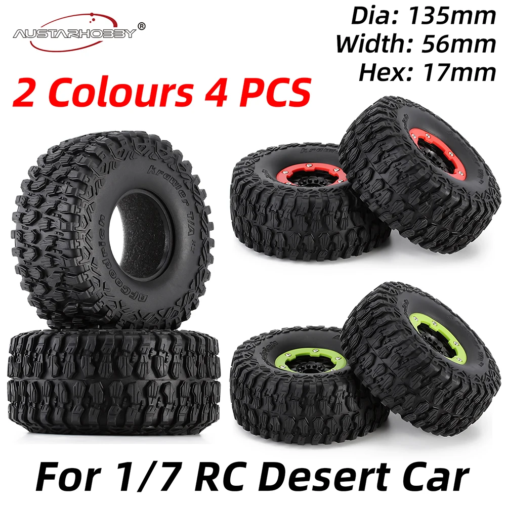 AUSTARHOBBY 2.8in 17mm Hex RC Wheels and Tires for 1/7 Mojave Desert Short Course Truck UDR