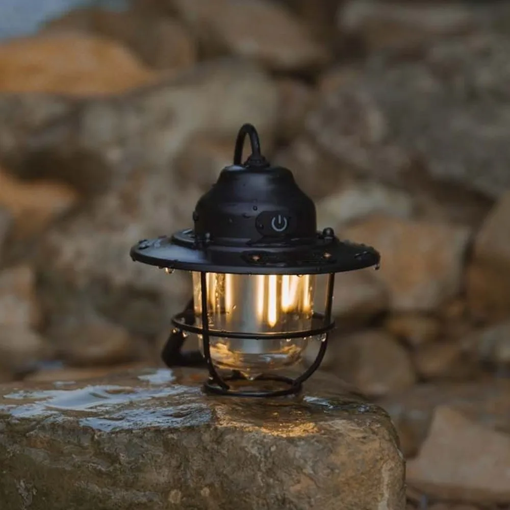 

Durable Rechargable Pendant Camping Lamp Hanging Portable Lantern Light Ultra Long Life 4 Adjustable Modes Retro Chandeliers BBQ