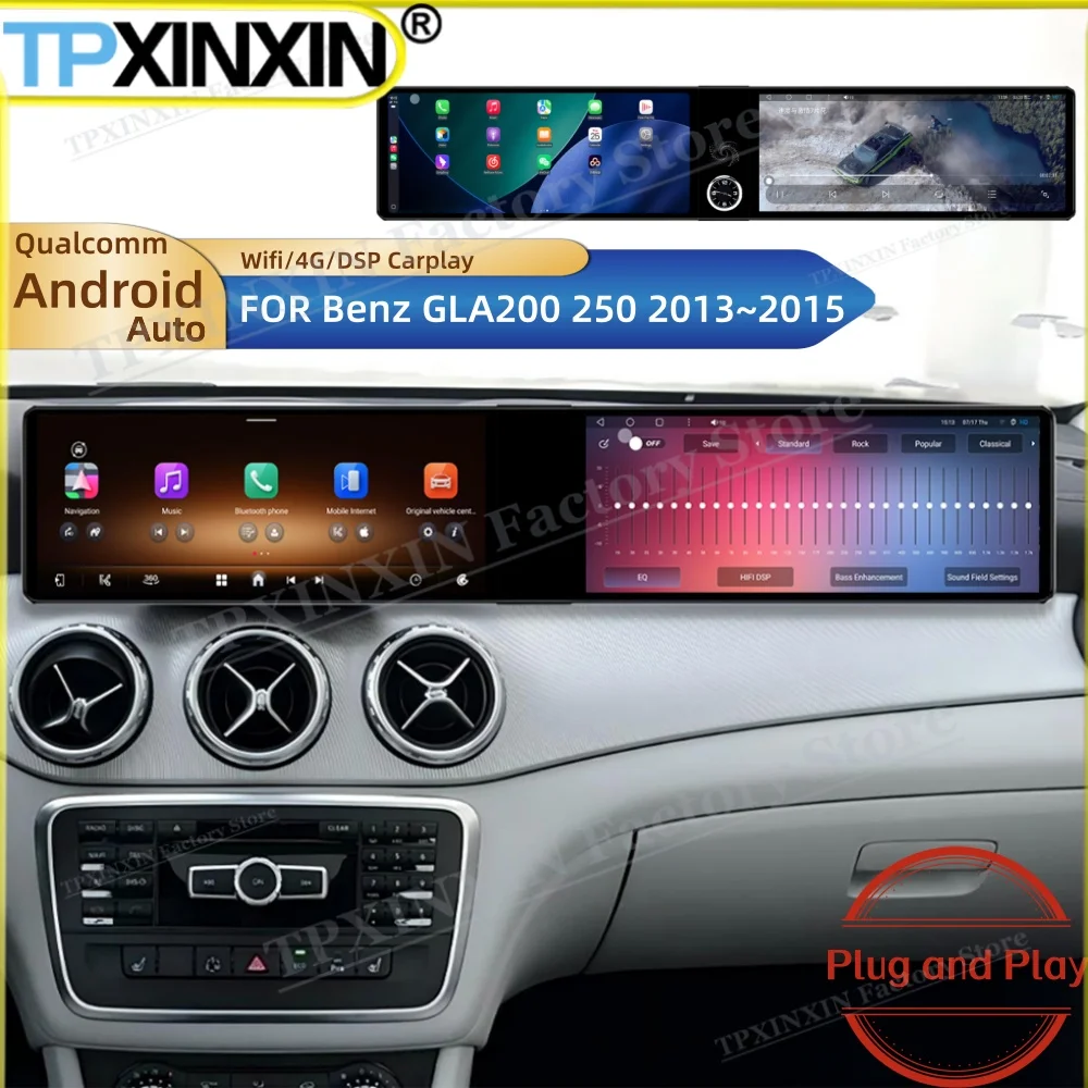 For Benz GLA200 250 2013~2015 Android Auto Dual screen interaction Radio Stereo Receiver Multimedia Player Navigation Head Unit