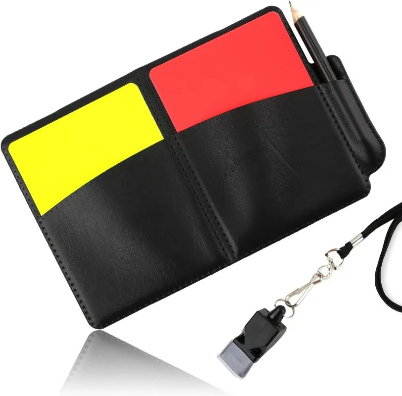 1 Set Sport Football Soccer Referee Wallet Notebook with Red Card and Yellow Card Whistles Useful Referee Tool Equipment