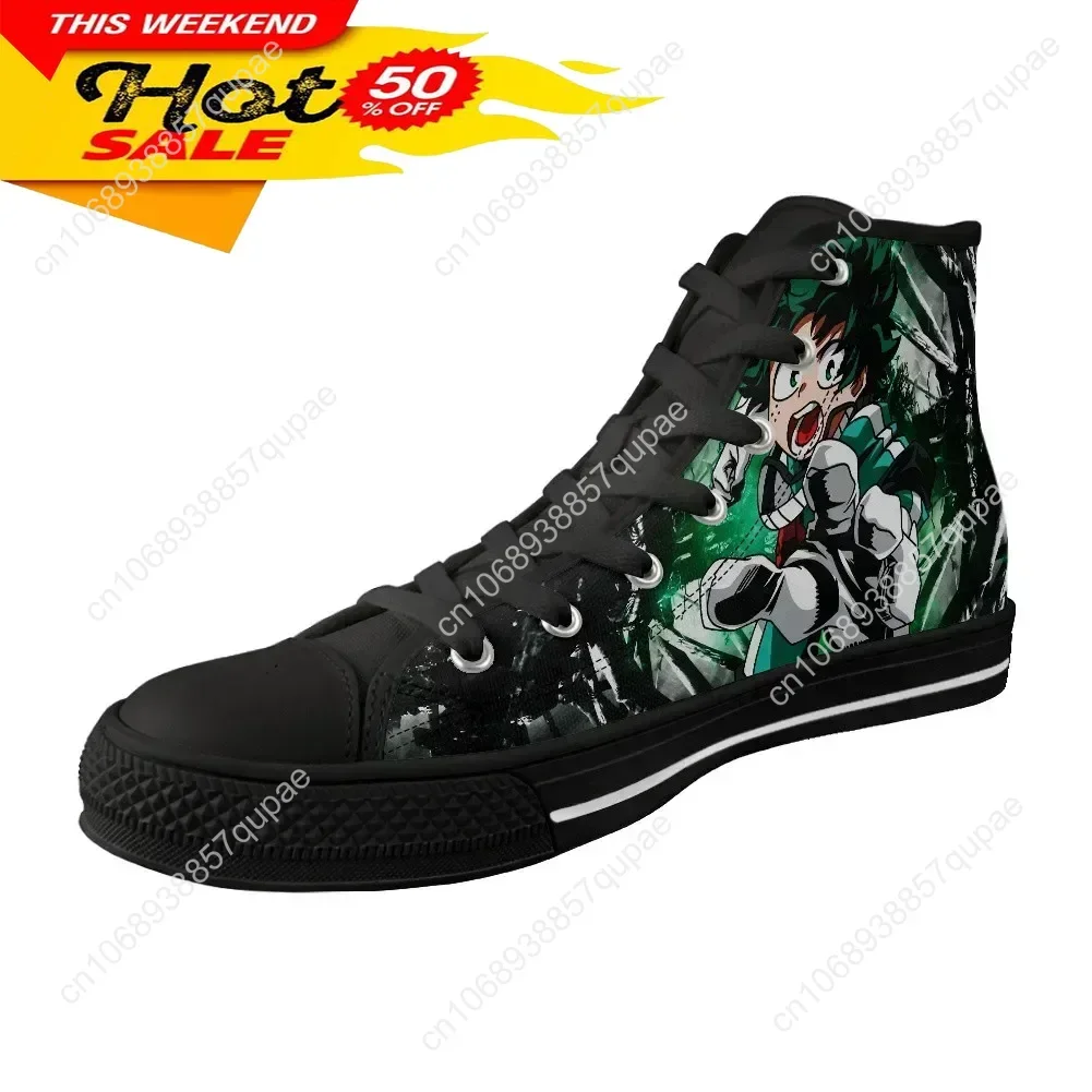 My Hero Academia Printing Vulcanized Shoes Men Canvas High Top Flats Shoes Anime みどりや いずく Students Boys Casual Shoes