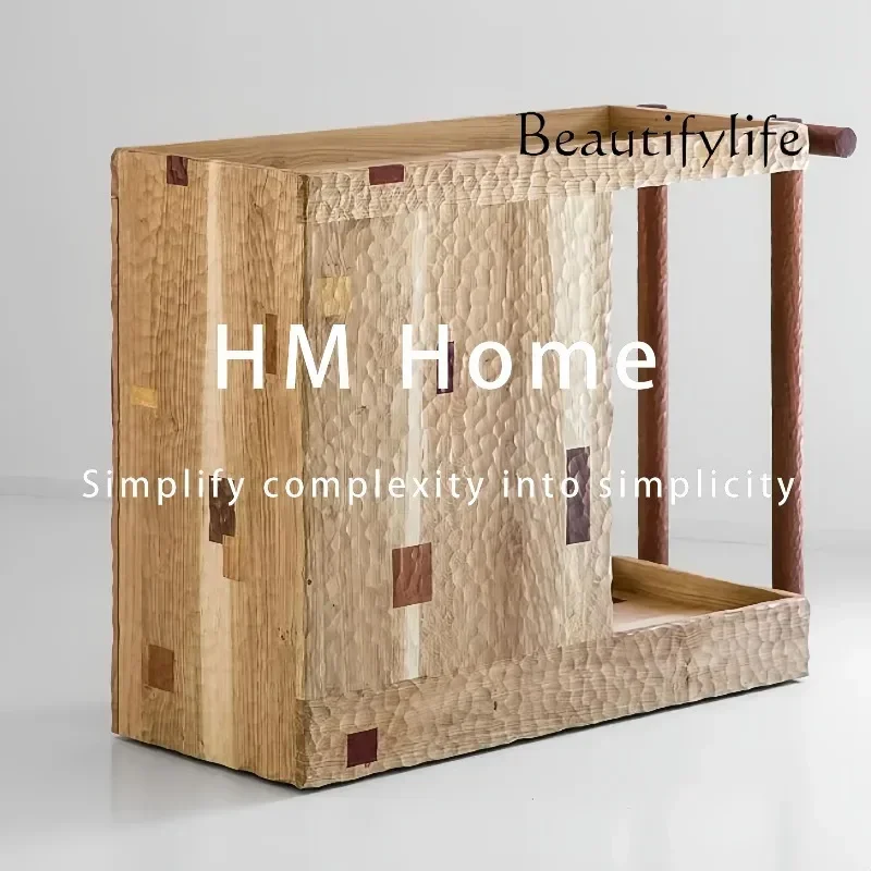 

Винный шкаф BJ из массива дерева с текстурой молотковой стружки, ретро-дизайн, легкий люкс, дизайнерский шкаф для прихожей, домашний шкаф для хранения X