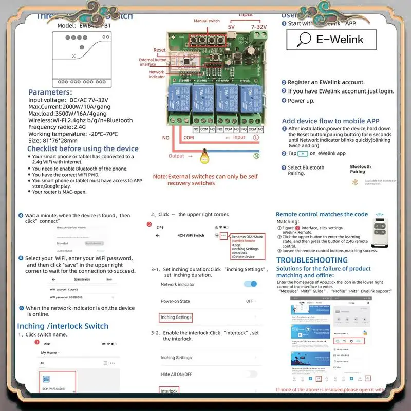 

Plastic Module With Case 85-250V On Off Controller 4CH 2.4G Wifi Remote For Alexa Google Home