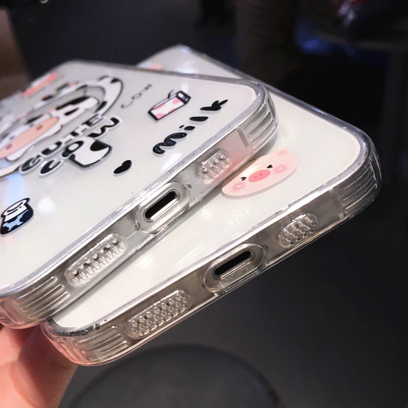 Cute Cartoon Animal Pig Cow Magsafe Clear For iPhone 14 13 12 11  Pro Max Plus Magnetic Wireless Charging Shockproof Cover
